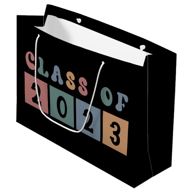 Retro Class of 2023 School College graduation Gift Large Gift Bag (Front Angled)