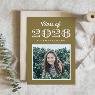 Retro Class of 2024 Gold Photo Graduation Invitation