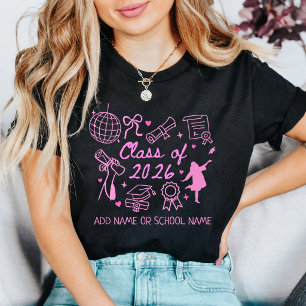 Retro Class of 2026 Graduation Doodle Personalised T-Shirt
