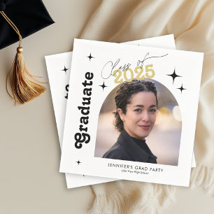 Retro Class of 2026 Photo Graduation  Napkin