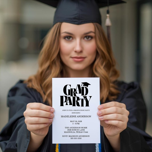 Retro Class of Congrats Graduation Black  Invitation (Creator Uploaded)