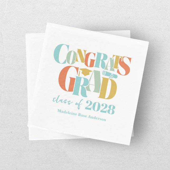 Retro Class of Congrats Graduation   Napkin (Creator Uploaded)