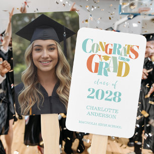 Retro Class of Congrats Graduation Photo  Hand Fan