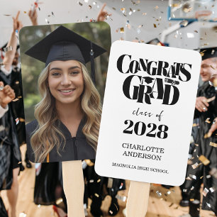 Retro Class of Congrats Graduation Photo  Hand Fan