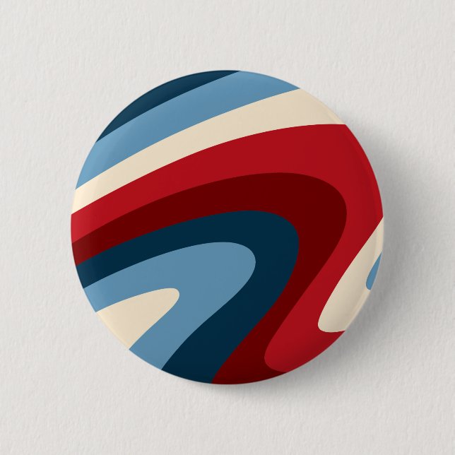 Retro classic 70s swirls 6 cm round badge (Front)