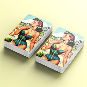 Retro Classic Beach Pin Up Playing Cards