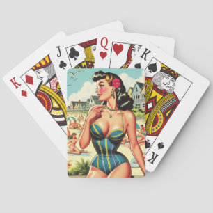 Retro Classic Beach Pin Up Playing Cards