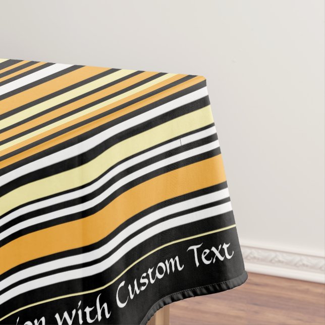 Retro Classic Black Yellow Stripe Personalised Tablecloth (In Situ)
