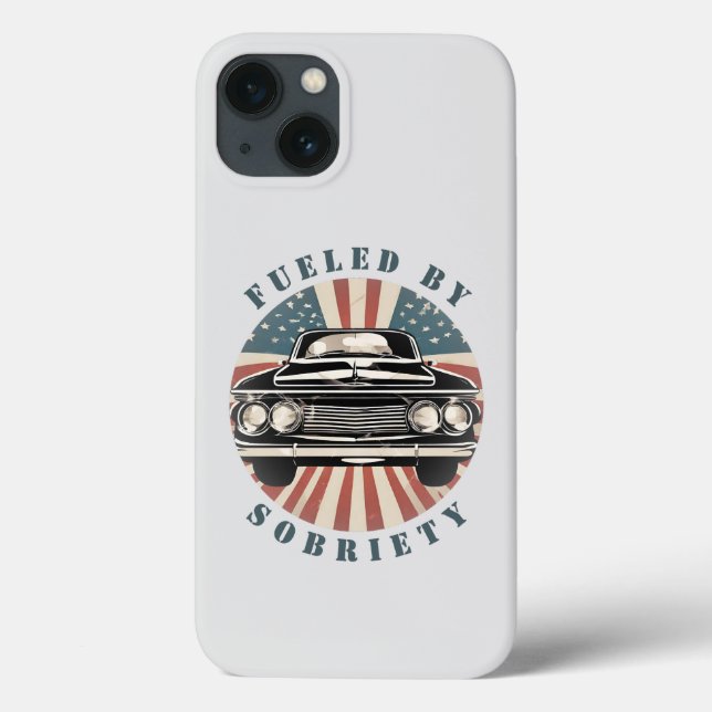 Retro Classic Car American Flag Fuelled By Sobriet Case-Mate iPhone Case (Back)
