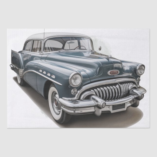 Retro Classic Car Decoupage Tissue Paper (Front)