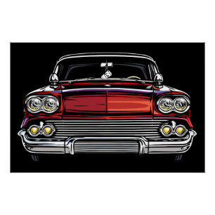 Retro Classic Car Front Dice Pop Art Print
