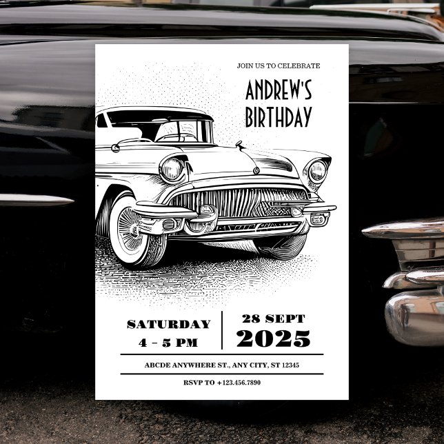 Retro classic Car heritage automotive Invitation (Creator Uploaded)