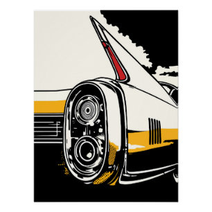 Retro Classic Car Tail Lights Pop Art Illustration Poster