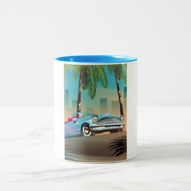 Retro Classic Car Two-Tone Coffee Mug (Center)