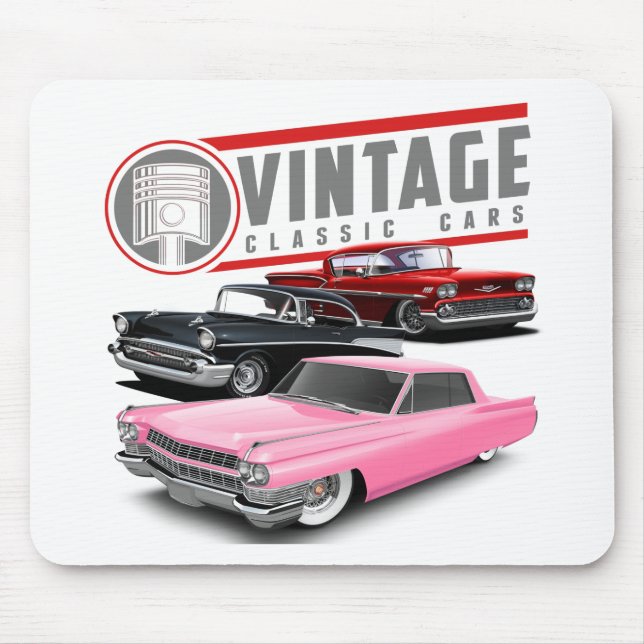 Retro Classic Cars Mouse Pad (Front)
