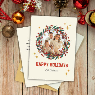 Retro Classic Christmas Holiday Photo Message  Card