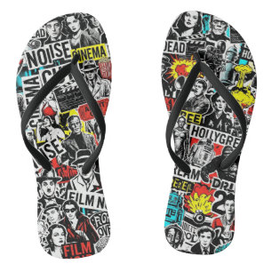 Retro Classic Cinema Stickers Collage - Vintage Fi Thongs