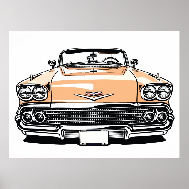 Retro Classic Convertible Front Pop Art Poster (Front)