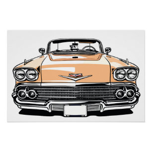 Retro Classic Convertible Front Pop Art Poster