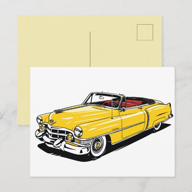Retro Classic Convertible Side PopArt Postcard (Front/Back)
