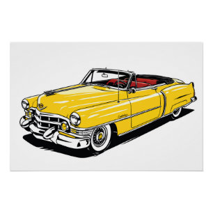 Retro Classic Convertible Side PopArt Poster