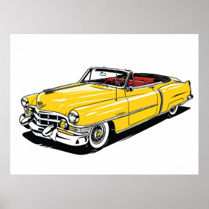 Retro Classic Convertible Side PopArt Poster