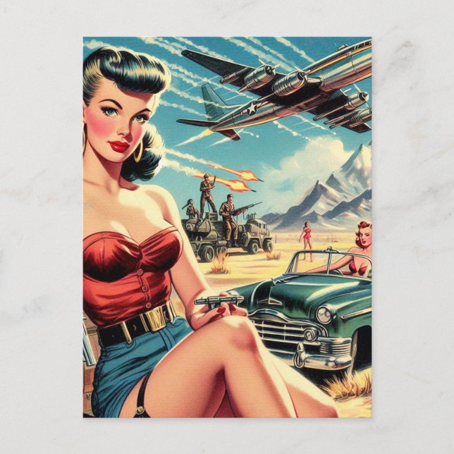 Retro Classic Pin Up Postcard (Front)