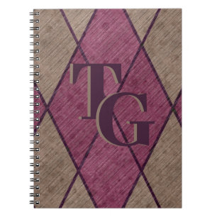 Retro Classic Purple Diamond Argyle Monogram Notebook