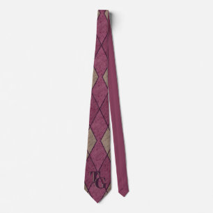 Retro Classic Purple Diamond Argyle Monogram Tie