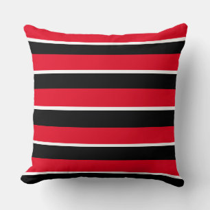 Retro Classic Red Black White Stripes Cushion