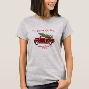 Retro Classic Red Truck, Vintage Christmas Tree T-Shirt