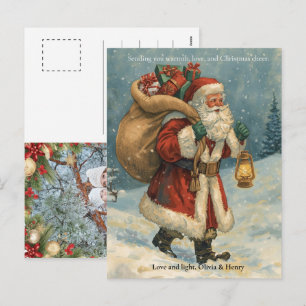Retro Classic Santa Claus Custom Photo Christmas Holiday Postcard