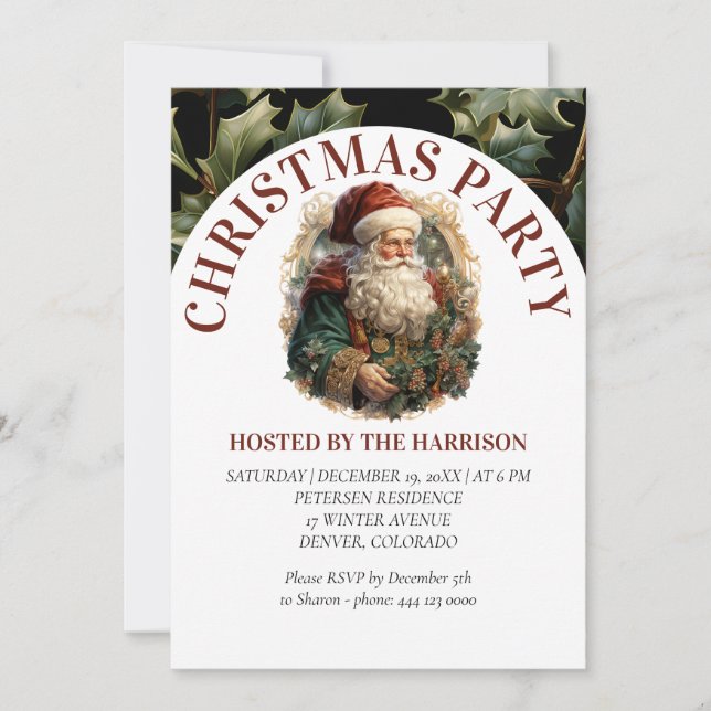 Retro Classic Santa Claus  Invitation (Front)