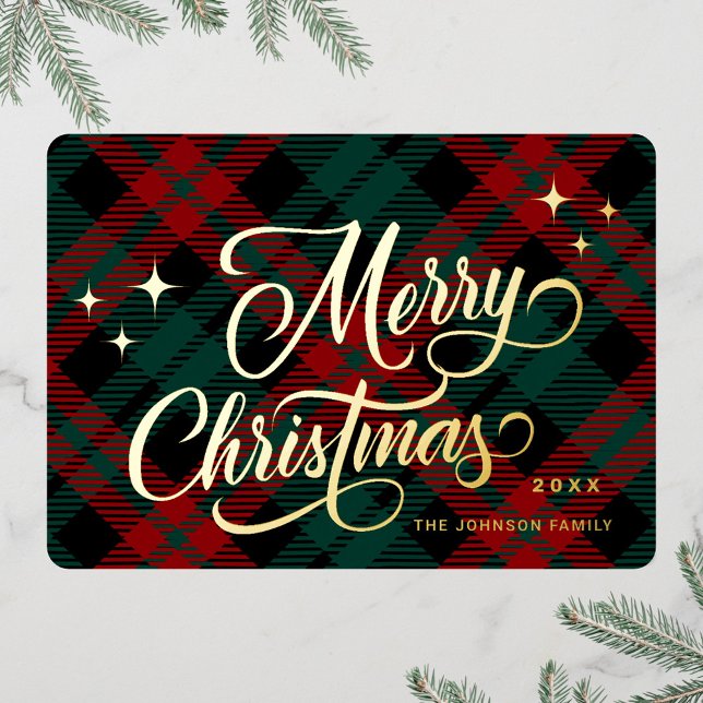 Retro Classic Sparkle Merry Christmas Gold Foil Holiday Card (Creator Uploaded)