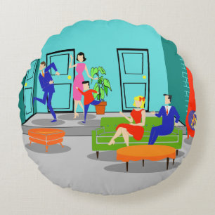Retro Classic Television Round Pillow