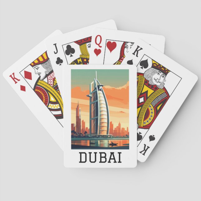 Retro Classic Travel Dubai UAE  Playing Cards (Back)