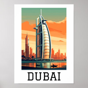 Retro Classic Travel Dubai UAE  Poster
