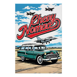 Retro Classic Wagon Sky Pop Art Illustration Print