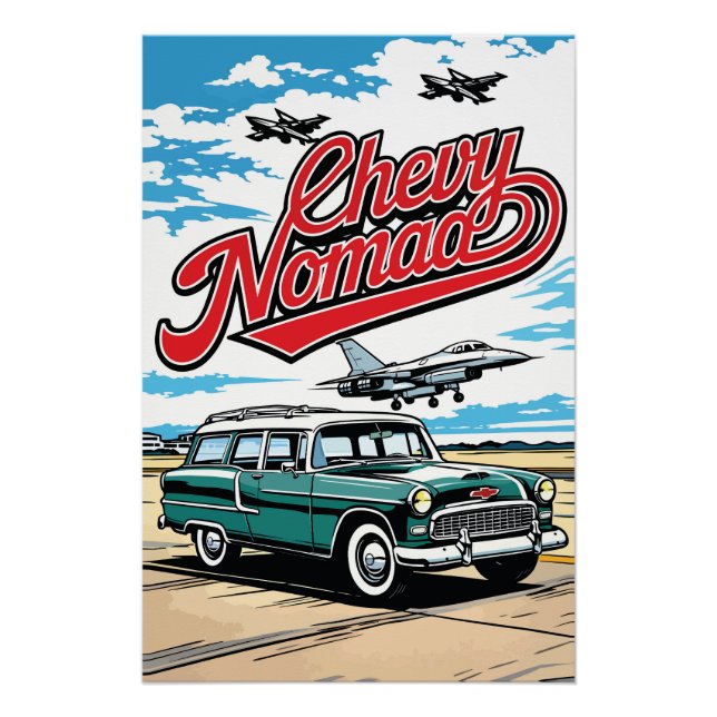 Retro Classic Wagon Sky Pop Art Illustration Print (Front)