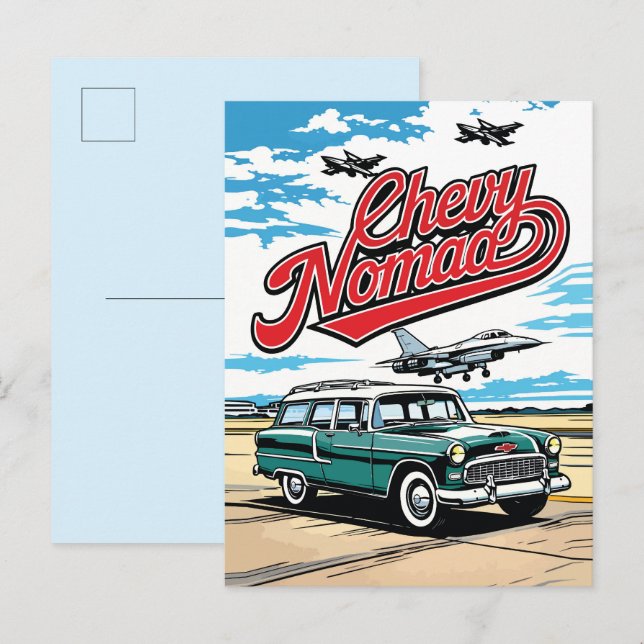 Retro Classic Wagon Sky Pop Art Illustration Print Postcard (Front/Back)