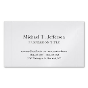 Retro Classical Elegant Plain Simple Grey Magnetic Business Card