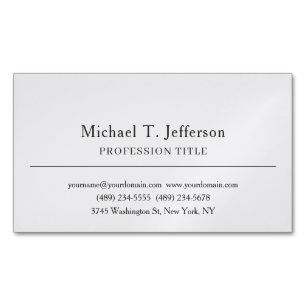Retro Classical Elegant Plain Simple Grey Magnetic Business Card
