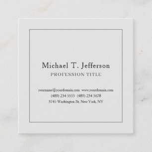 Retro Classical Elegant Plain Simple Grey Square Business Card