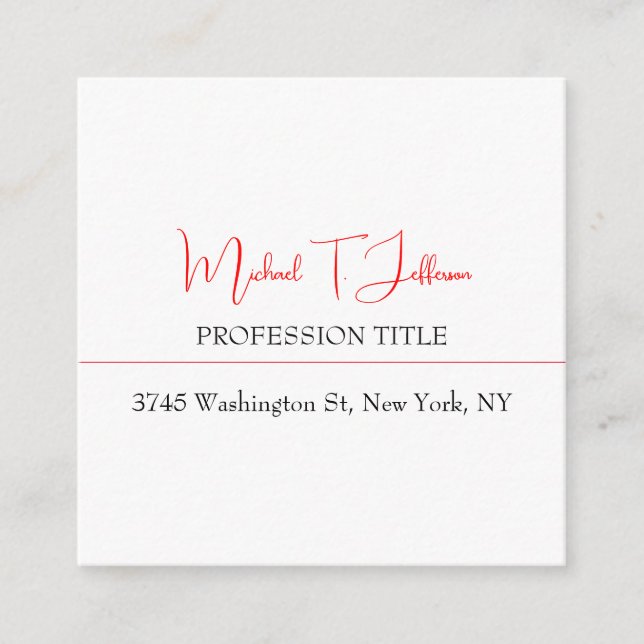 Retro Classical Elegant Plain Simple Red White Enclosure Card (Front)