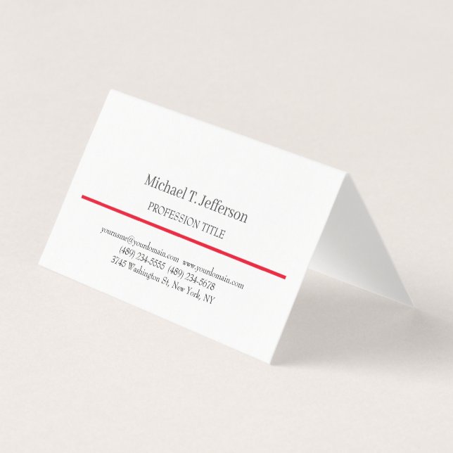 Retro Classical Elegant Plain Simple White Business Card (Front)