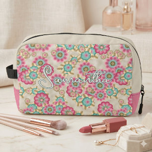 Retro Classy Cherry Blossom Floral Toiletry Bag
