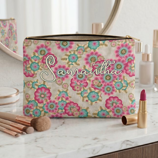 Retro Classy Cherry Blossom Floral Toiletry Bag (Creator Uploaded)