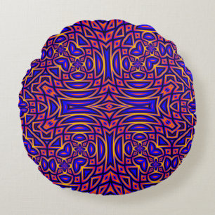 Retro Classy Kaleidoscope Pattern Design Round Cushion
