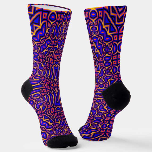 Retro Classy Kaleidoscope Pattern Socks (Angled)