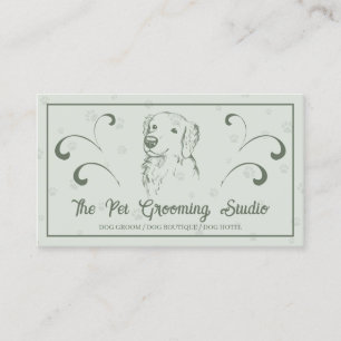 Retro Classy Style Pet Dog Golden Retriever Business Card